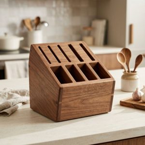 Handcrafted Wooden Knives & Cutlery Holder – 9 Slot Organizer